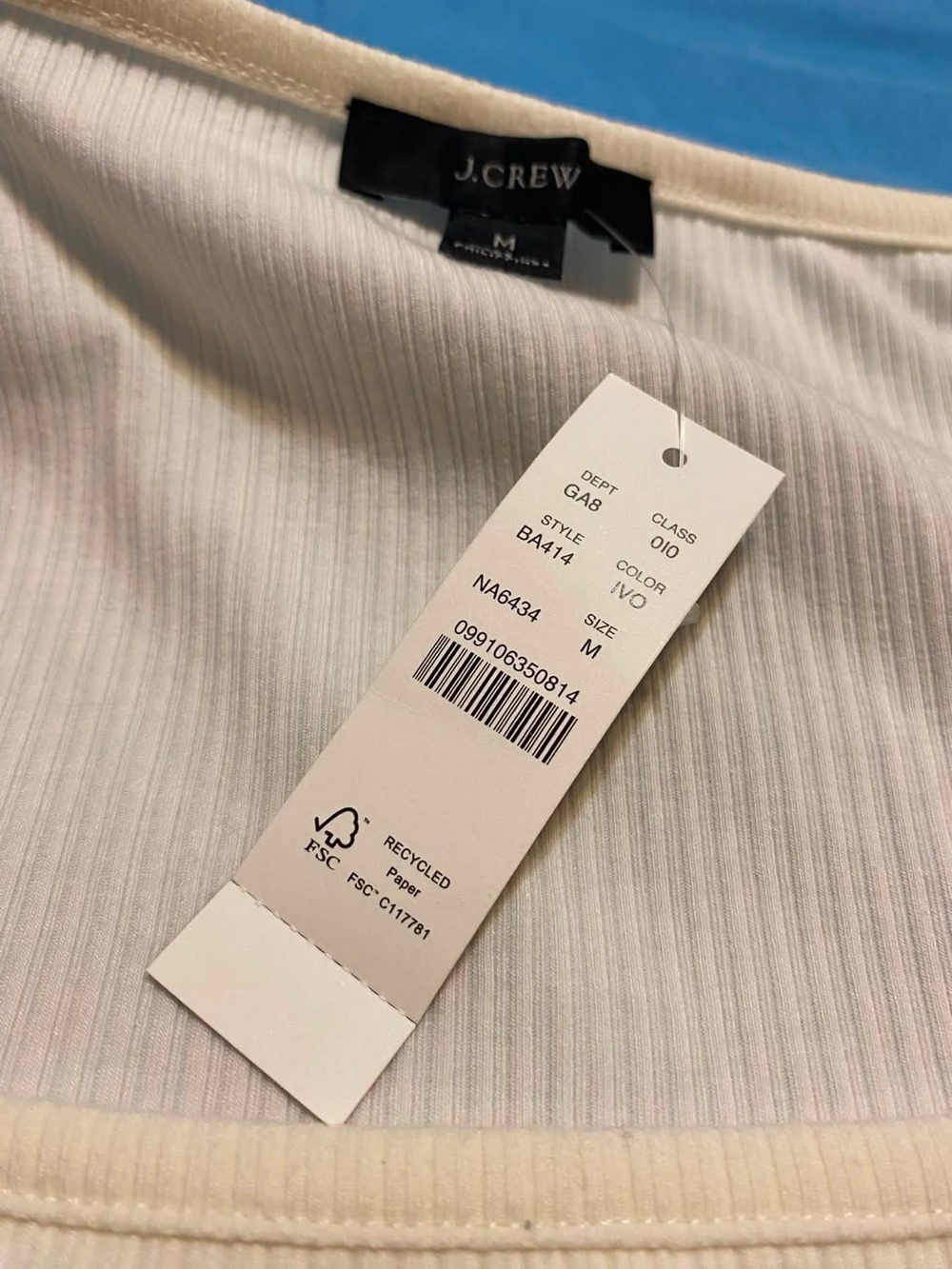 J. Crew Ivory Ribbed Square-Neck Crew Sweater - Picture 2 of 6